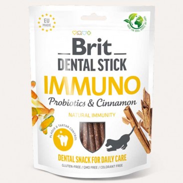 Ласощі для собак пробіотики та кориця для міцного імунітету Brit Dental-Stick Immuno 7шт, 251 г