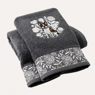 Полотенце для собак с вышивкой Montmorency - Frenchie Slate (70х130 см)