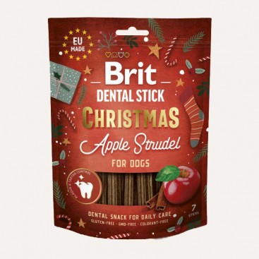 Ласощі для собак різдвяний яблучний штрудель Brit Dental Stick - Christmas Apple Strudel,251г 7 шт.