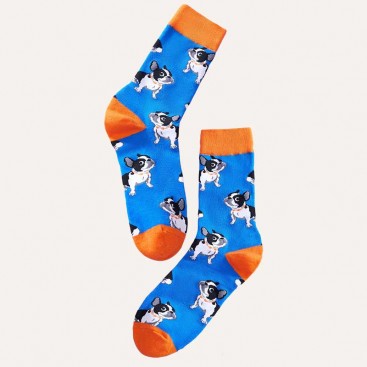 Шкарпетки з бульдогом Holiday - Blue&Orange, 39-42