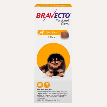 Жувальна таблетка Bravecto для собак від 2-4,5 кг (1 таблетка)