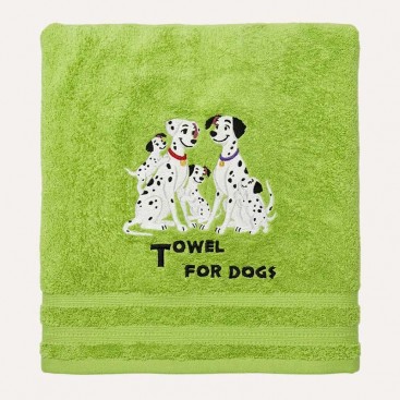 Махровое полотенце для домашних любимцев Bark&Tail - Dalmatian Family (50×100 см), зеленое