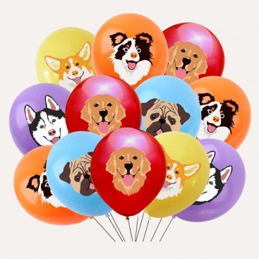 Набір з 12 кульок на день народження песика Fiesta - Dog Balloons