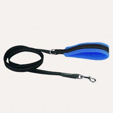 Черный поводок с синей ручкой Tre Ponti - Palette Neon Sky Blue 130 см