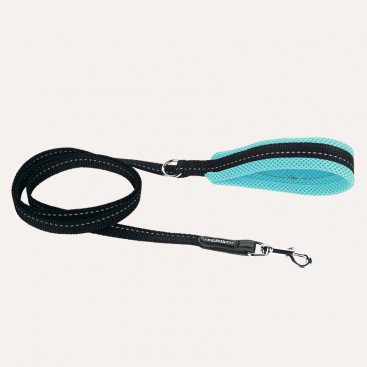 Черный поводок с бирюзовой ручкой Tre Ponti - Palette Pastel Mint, 130 см