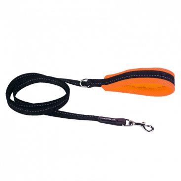 Черный поводок с оранжевой ручкой Tre Ponti - Palette Neon 130 см