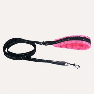 Черный поводок с малиновой ручкой Tre Ponti - Palette Neon Rasbrerry 130 см