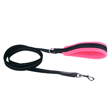 Черный поводок с малиновой ручкой Tre Ponti - Palette Neon Rasbrerry 130 см