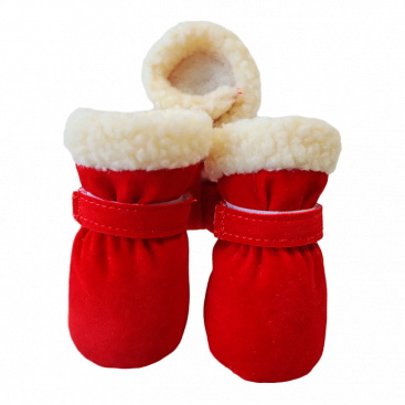 Меховые ботинки для собак Pet Dog Shoes red, XL (5,5х4,9 см)