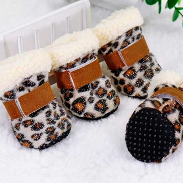 Зимние ботинки для собак Didog - леопардовые, размер S