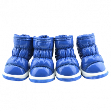 Зимние ботинки для собак, лаковые с мехом на липучке Freedogs - синие, XS (3,5х4,4см)