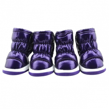 Зимние ботинки для собак, лаковые с мехом на липучке Freedogs - violet, XL (4,8х6 см)