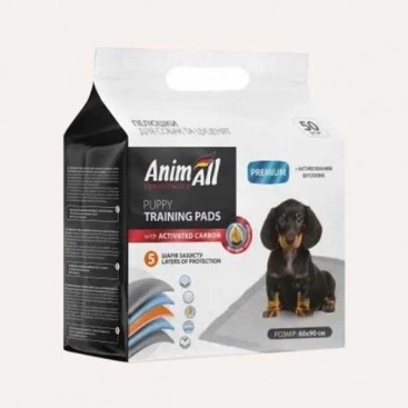 Пелюшка для собак з активованим вугіллям AnimAll-Puppy training pads 60х90 ,50 шт