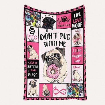 Фланелевий плед для собак Home Creative - Don't Pug with me, 70x100 см