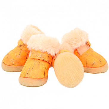 Меховые ботинки для собак Ardorlove - Warm Pet Dog Shoes - orange, S-2 (4x3,2 см)
