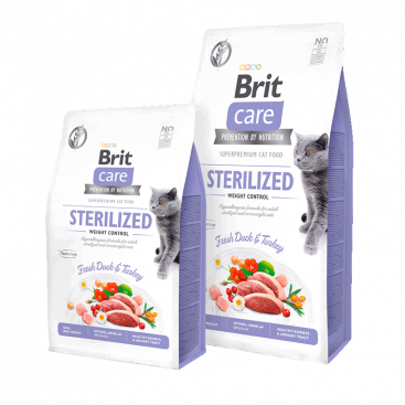 Сухой корм для стериилизованных котов с лишним весом Brit Care - Sterilized & Weight Control - Fresh Duch and Turkey