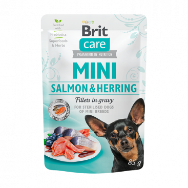 Вологий корм з лососем та оселедцем Brit Care - Mini - Salmon & Herring fillets in gravy for sterili