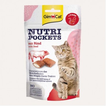 Вітамінні ласощі для котів з яловичиною - GimCat Nutri Pockets 60 г