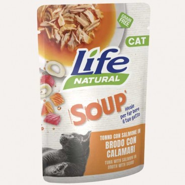 Суп для котів тунець з лососем в бульйоні з кальмарами LifeCat 60 г