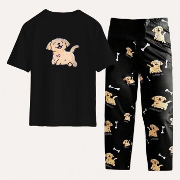 Женская пижама с песиком Maria - Dog & Dream Black, L (40/42)