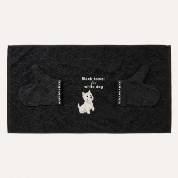 Рушник для собак з рукавичками і вишивкою Montmorency - Black for White Dog (50x100 см)