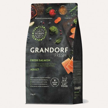 Сухой корм для взрослых кошек лосось и батат Grandorf-FRESH ADULT CAT SALMON & SWEET POTATO 2 кг