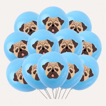Набір з 12 кульок на день народження мопса Fiesta - Pugs Balloons