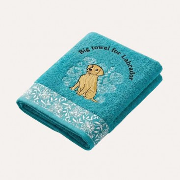 Рушник для собак з вишивкою Montmorency - Big towel for Labrador, turquoise (65х140 см)