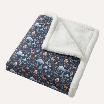 Двухстороннее водонепроницаемое одеяло с мехом Montmorency - Winter Forest Fur 98х62 см