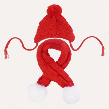 Комплект для собак шапка та шарф Christmas - Red, one size