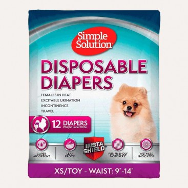 Подгузники для собак мини пород Simple Solution - Disposable Diapers, XS/TOY 12 шт.