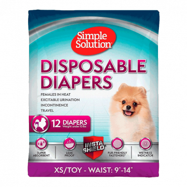 Подгузники для собак мини пород Simple Solution - Disposable Diapers, XS/TOY 12 шт.