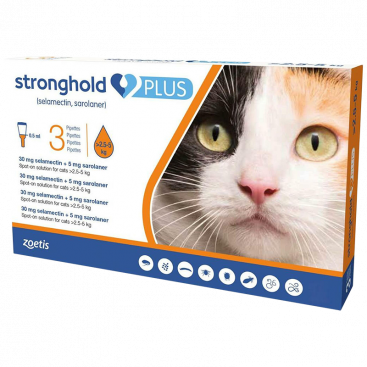 Капли от паразитов для кошек весом от 2,5 до 5 кг - Stronghold Plus