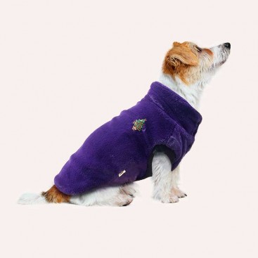 Жилет для собаки из эко-меха с брошью - Royal purple 31-35 см