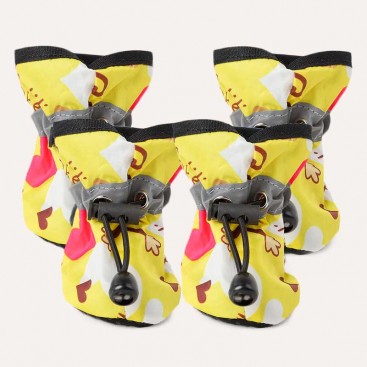 Водонепроницаемые ботинки на флисе 4 шт Monkey Print Pet Shoes yellow, XXL-6 (6,5х5,5 см)