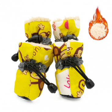 Хутряні черевики для собак Yaodhaod - Monkey Print Pet Shoes yellow XXXL- 7 (6,5х4.5 см)