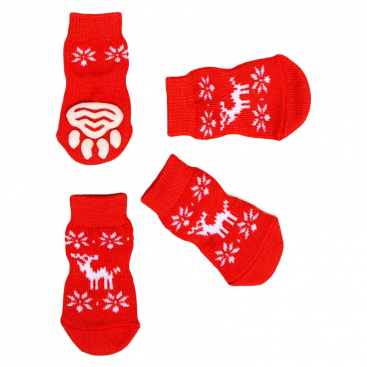 Шкарпетки червоні з оленями Pet Socks, L: 3,5х9 см