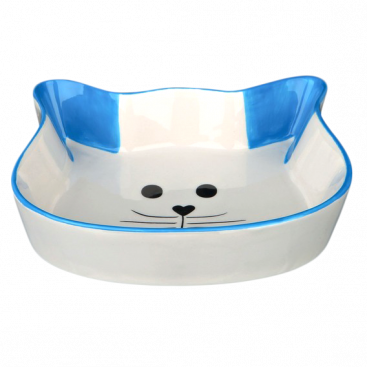 Керамічна миска для котів Trixie - Котяча мордочка блакитна 0,25 л/12см