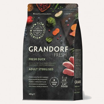 Сухий корм для стерилізованих котів качка з бататом Grandorf-FRESH DUCK&SWEET POTATO,400 г