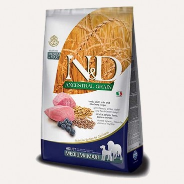 Низкозерновой сухой корм для собак средних и крупных пород с ягненком и черникой- Farmina N&D 2,5 кг