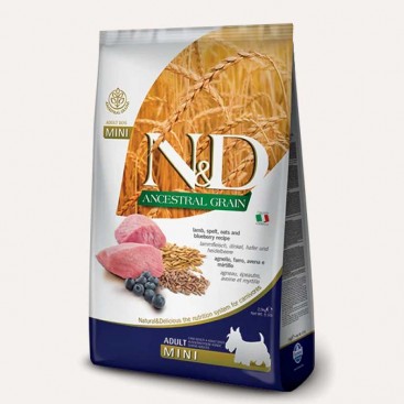 Низкозерновой сухой корм для собак мелких пород с ягненком и черникой- Farmina N&D 2,5 кг