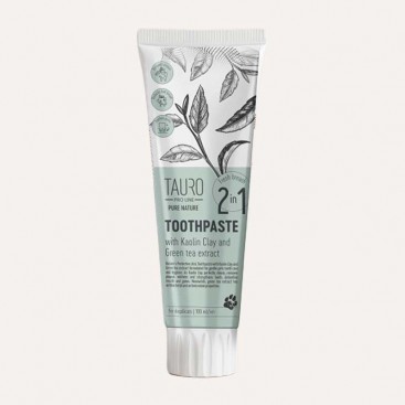 Антибактеріальна зубна паста Tauro Pro Line Pure Nature 2 в 1 з каоліном, цеолітом та екстрактом чаю