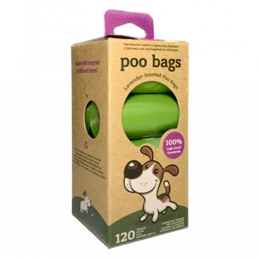 Пакети для прибирання за тваринами з ароматом лаванди Poo bags, 120 шт