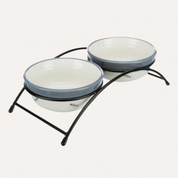 Миски для кошек на подставке Trixie - Eat on Feet White 2х300 мл