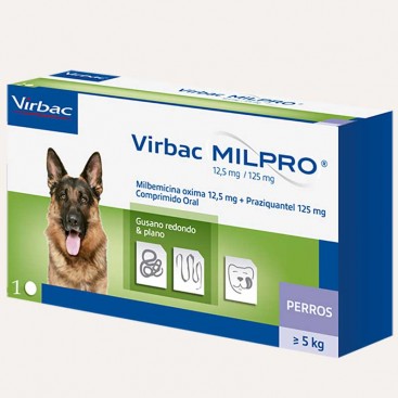 Антигельминтные таблетки для собак Milpro - от 5кг 12,5мг/125мг, 1 шт