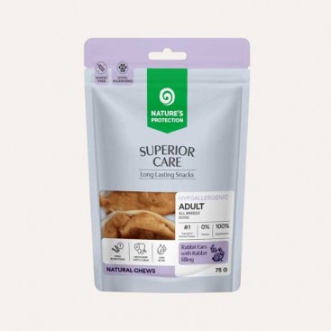 Ласощі для собак кролячі вушка з кроликом Natures Protection - Rabbit Ears with Rabbit Filling,75 г