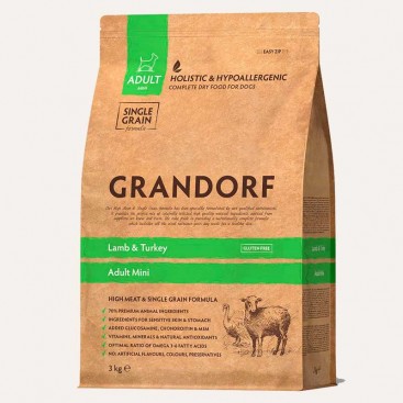 Сухой корм для собак мини пород с ягненком Grandorf - Adult Mini - Lamb & Brown Rice 3 кг