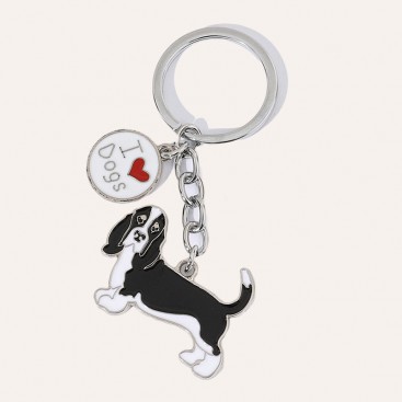 Брелок срібний з басетом Apple Girl - Basset hound black