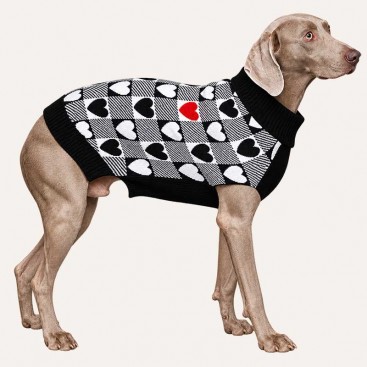 Кофта для собак у клітинку Pets Tale Love Heart - Black XXXL