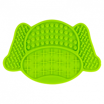 Силиконовый коврик для слизывания лакомств в форме мордочки Agaky - Dog head, green